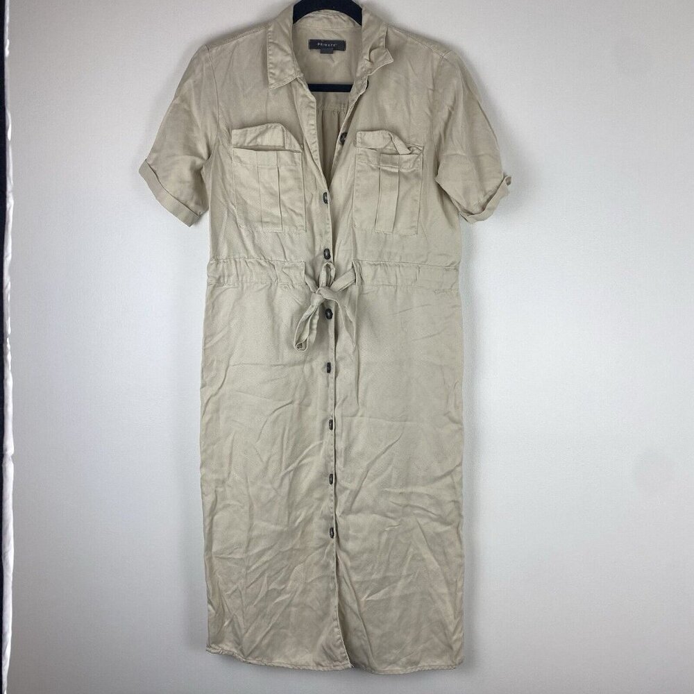 Primark Women's Button Up Dress Size 4 Tan 100% Lyocell